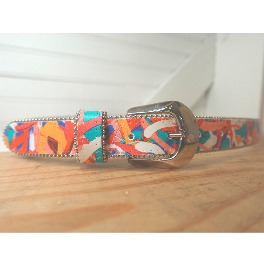 Vintage Dakota LTD‎ Women's Belt Size M/L Studded Colorful Abstract Design USA